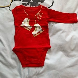 Red bodysuit with skate graphic 18m
